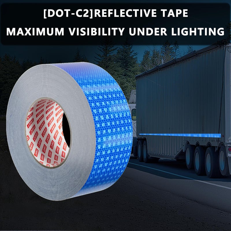 SWRT Reflective Tape 2 Inch x 30 Feet DOT-C2 Shining Star Fade Resistant Blue Reflective Tape Outdoor Waterproof Strong Adhesive Safety Warning Tape Reflector Conspicuity Tape for Trailer Trucks Bike - Image 2